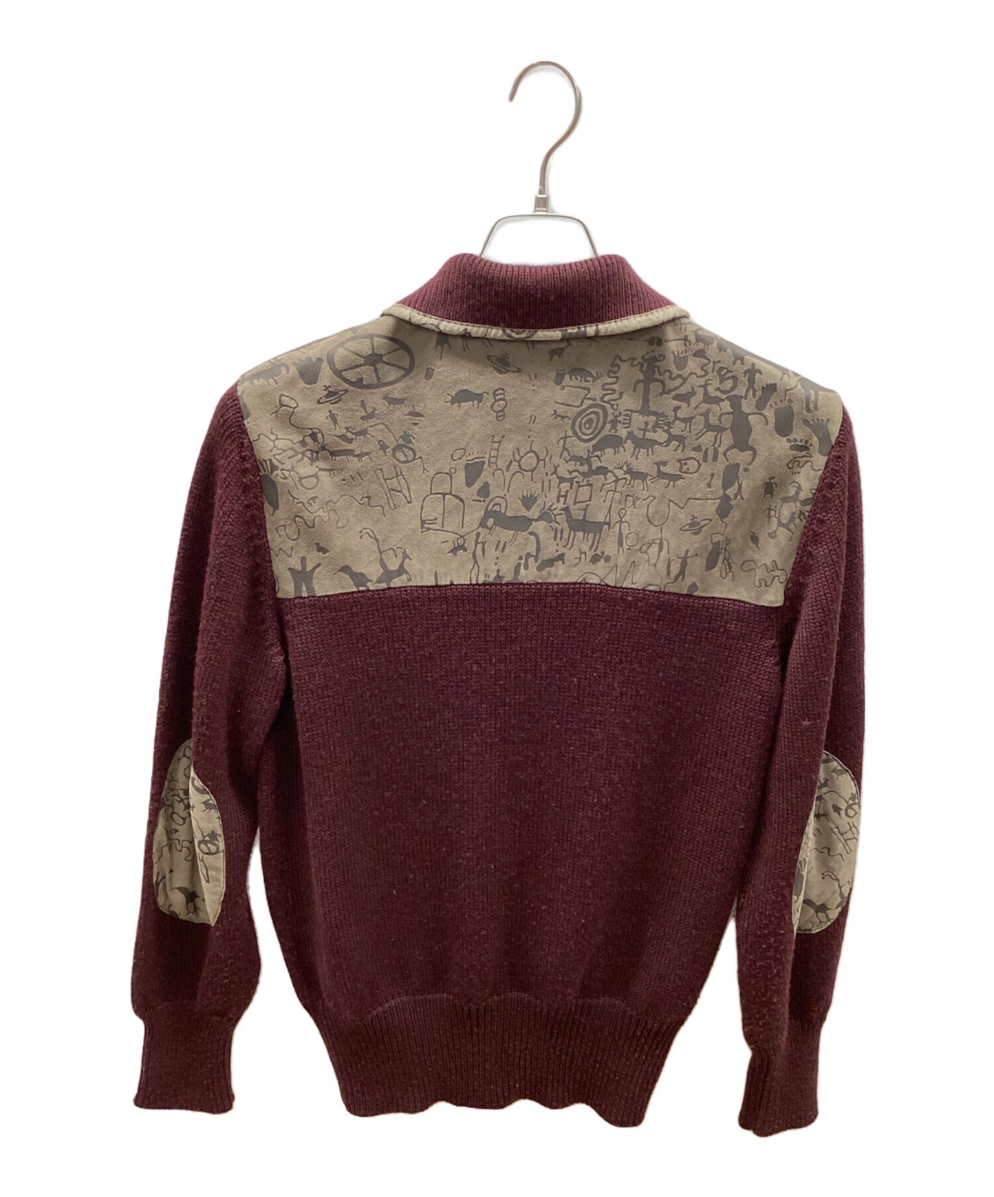 [Pre-owned] Vivienne Westwood man 00s Caveman Leather Elbow Patch Knit Cardigan 4347-5501