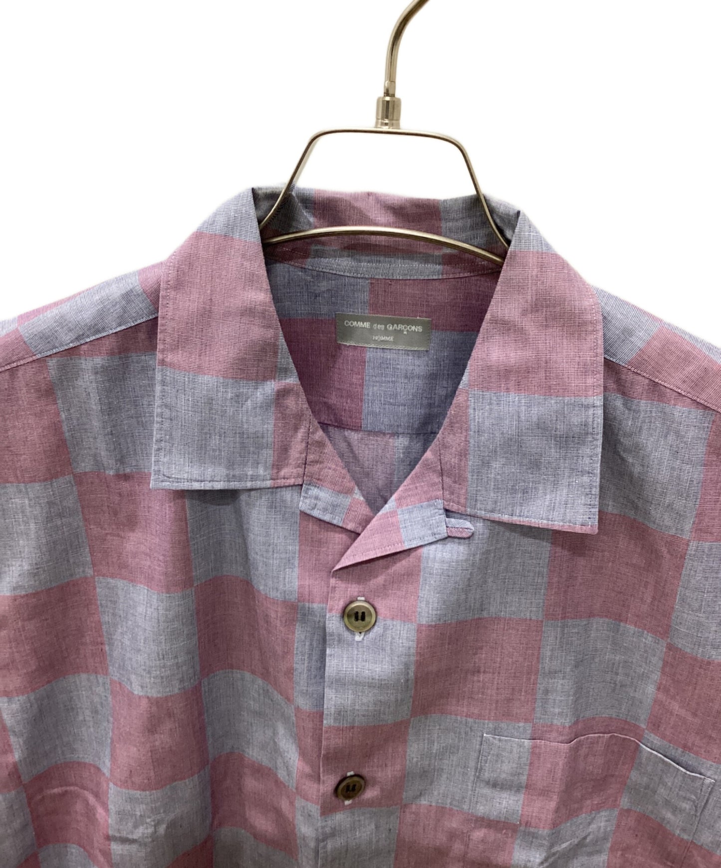 [Pre-owned] COMME des GARCONS HOMME 00' Open Collar Block Check Shirt HE-B082
