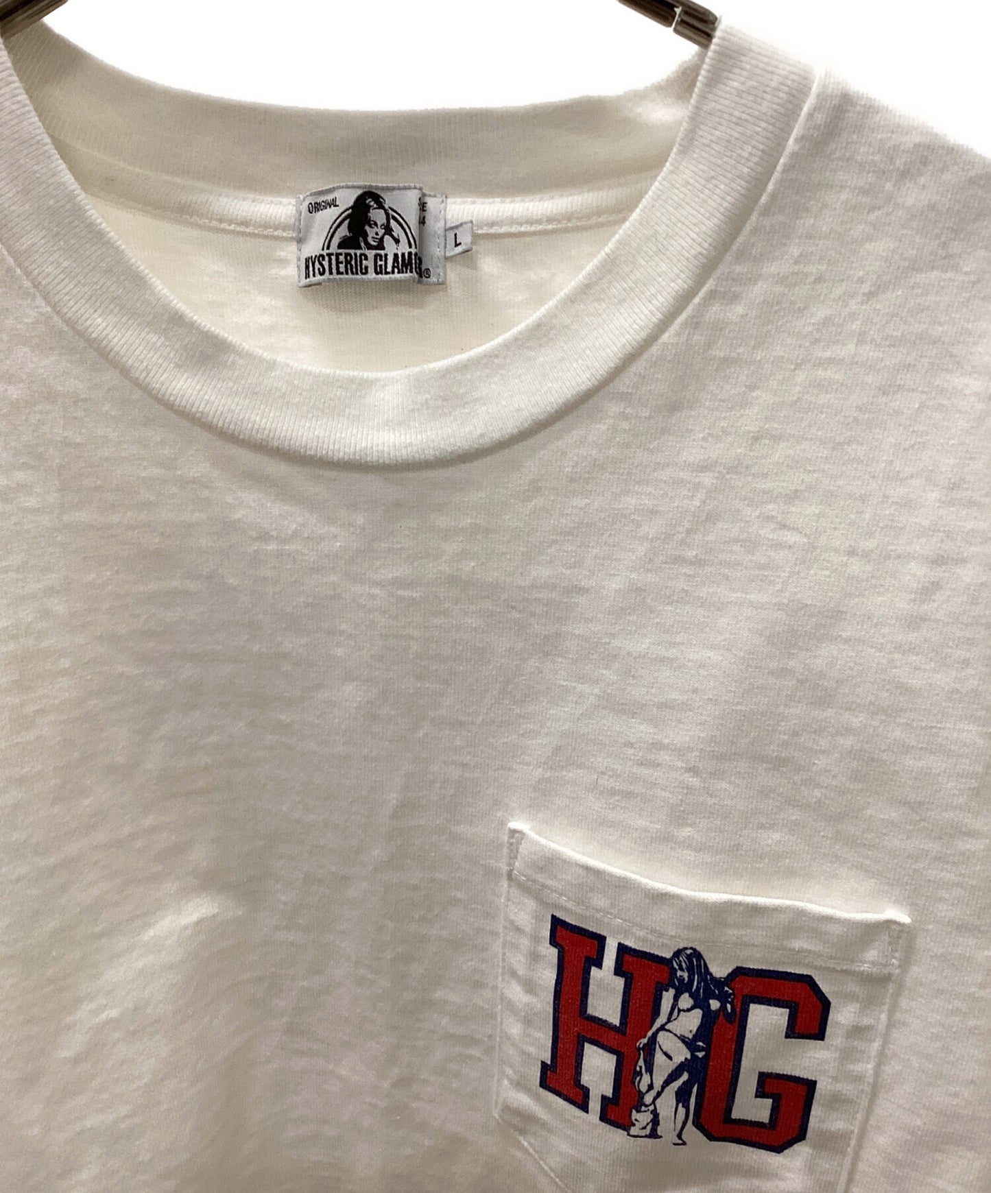 [Pre-owned] Hysteric Glamour Back Print Girl Woman Logo Pocket Crew Neck T-Shirt 0261CT05
