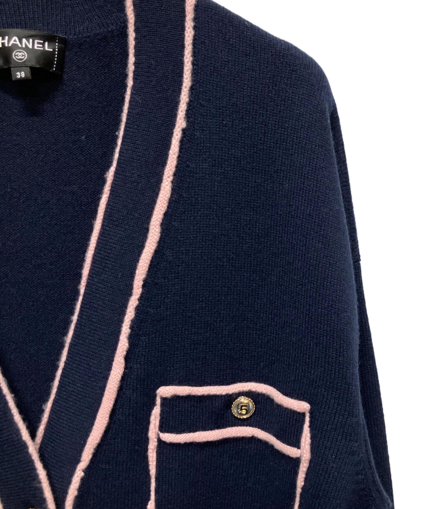 [Pre-owned] CHANEL P70 21SS No.5 cashmere long cardigan Cashmere coco button long cardigan/knit cardigan P70795K10083