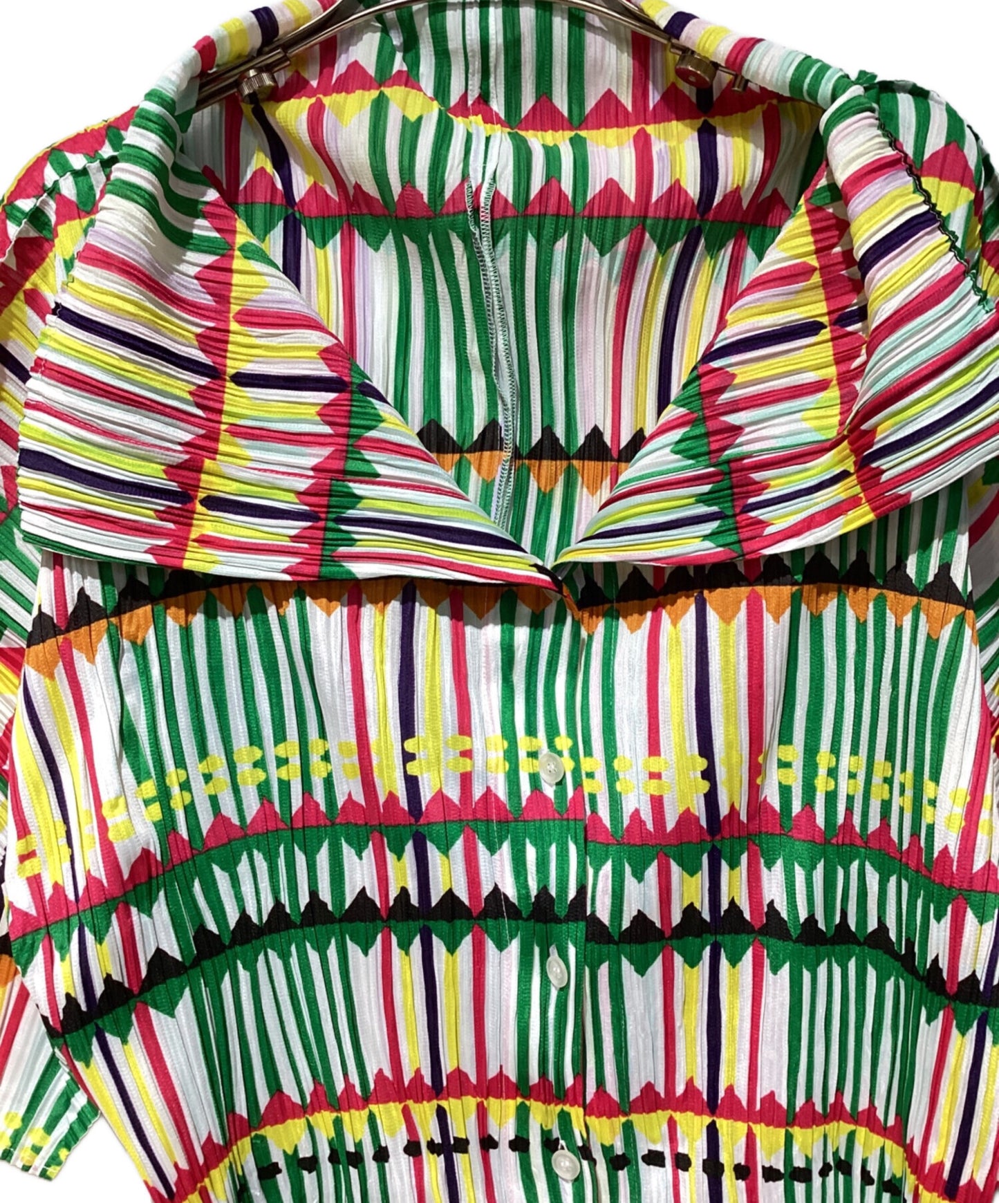 [Pre-owned] PLEATS PLEASE Pleated blouse with all-over pattern PP22-JK793