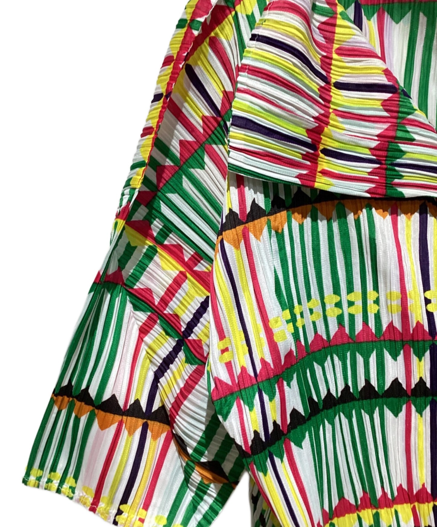 [Pre-owned] PLEATS PLEASE Pleated blouse with all-over pattern PP22-JK793