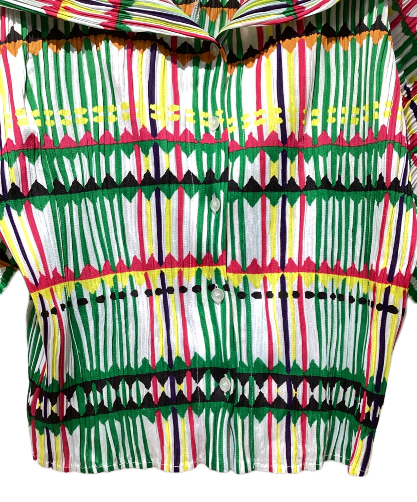 [Pre-owned] PLEATS PLEASE Pleated blouse with all-over pattern PP22-JK793