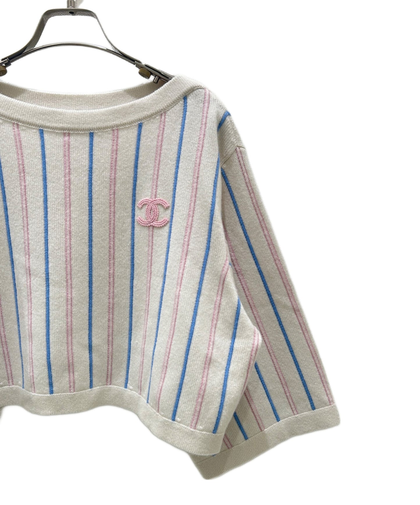 [Pre-owned] CHANEL Coco-Mark Cashmere Stripe Knit/Cashmere Knit P74728K10726: circa 2023