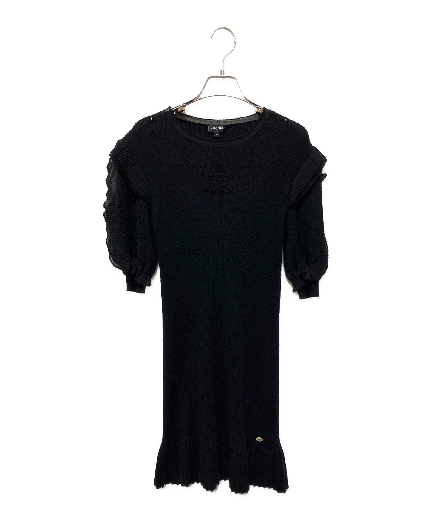 [Pre-owned] CHANEL Coco Mark Frill Knit Dress/Long Dress P70961K10199
