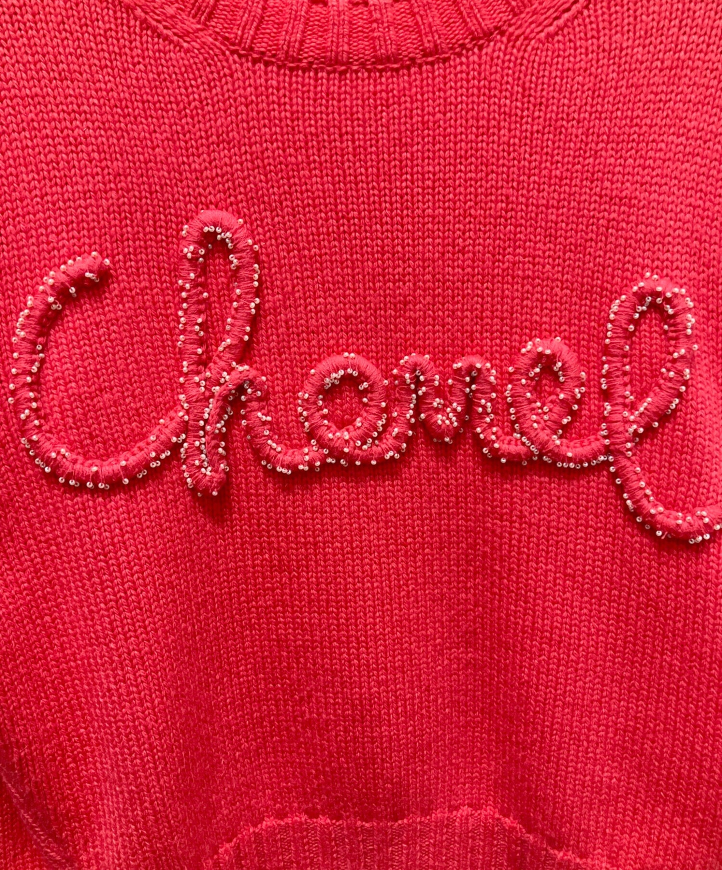 [Pre-owned] CHANEL Logo cashmere knit/crew neck knit P65189K61044