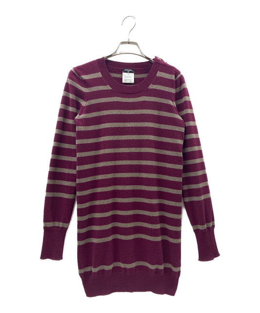 [Pre-owned] CHANEL Coco Mark Turnlock Knit/Border P41974K03184