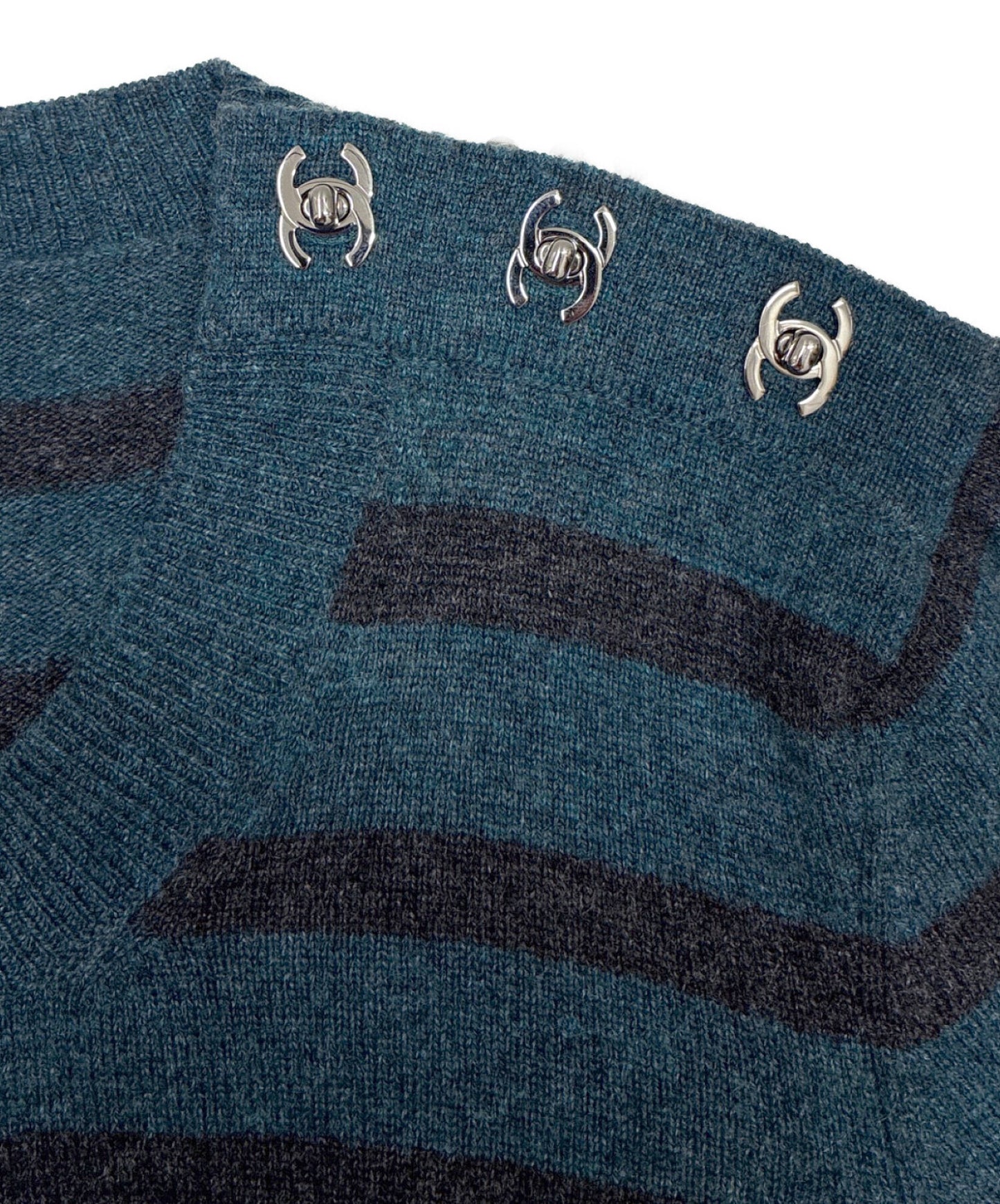 [Pre-owned] CHANEL Coco Mark Turnlock Border Knit / P41974K03184 / 2011 / Knit Dress / Coco Mark / CC Mark / Mini Dress P41974K03184