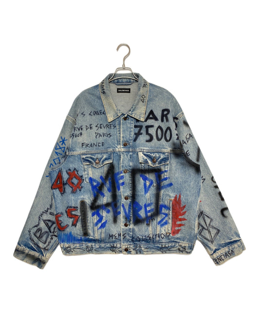 [Pre-owned] BALENCIAGA GRAPHIC DENIM JACKET 534556 TBP33
