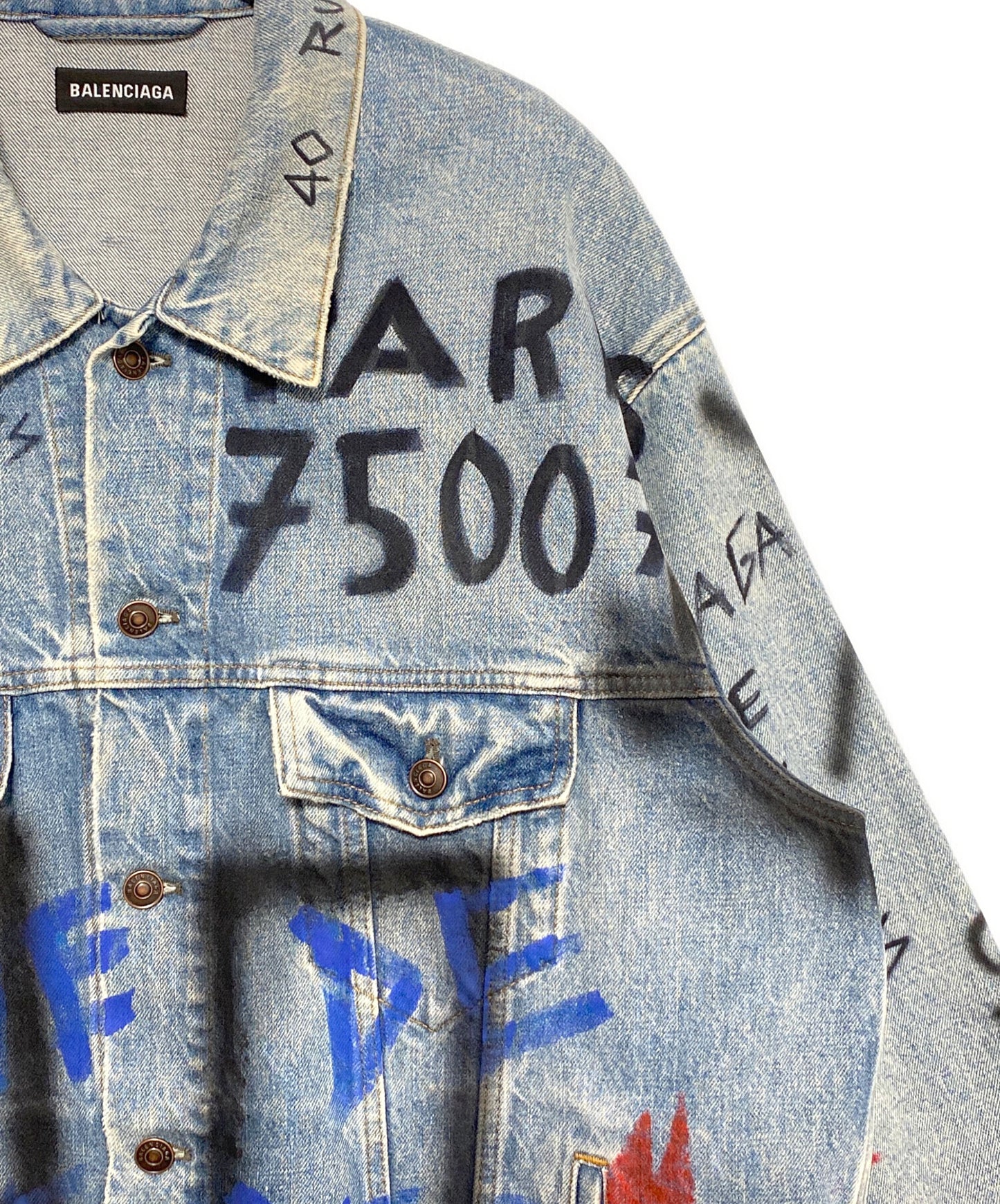 [Pre-owned] BALENCIAGA GRAPHIC DENIM JACKET 534556 TBP33