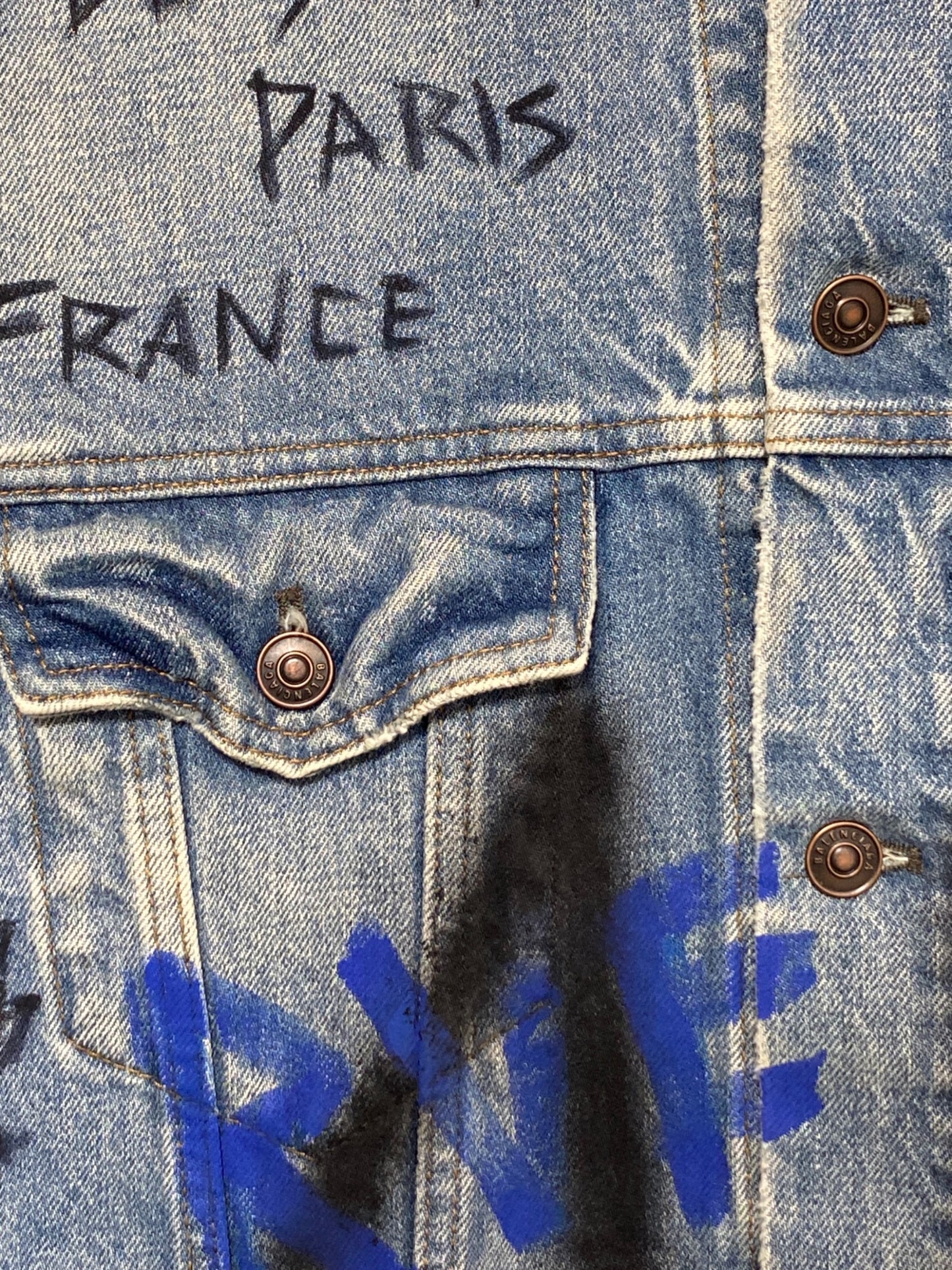 [Pre-owned] BALENCIAGA GRAPHIC DENIM JACKET 534556 TBP33