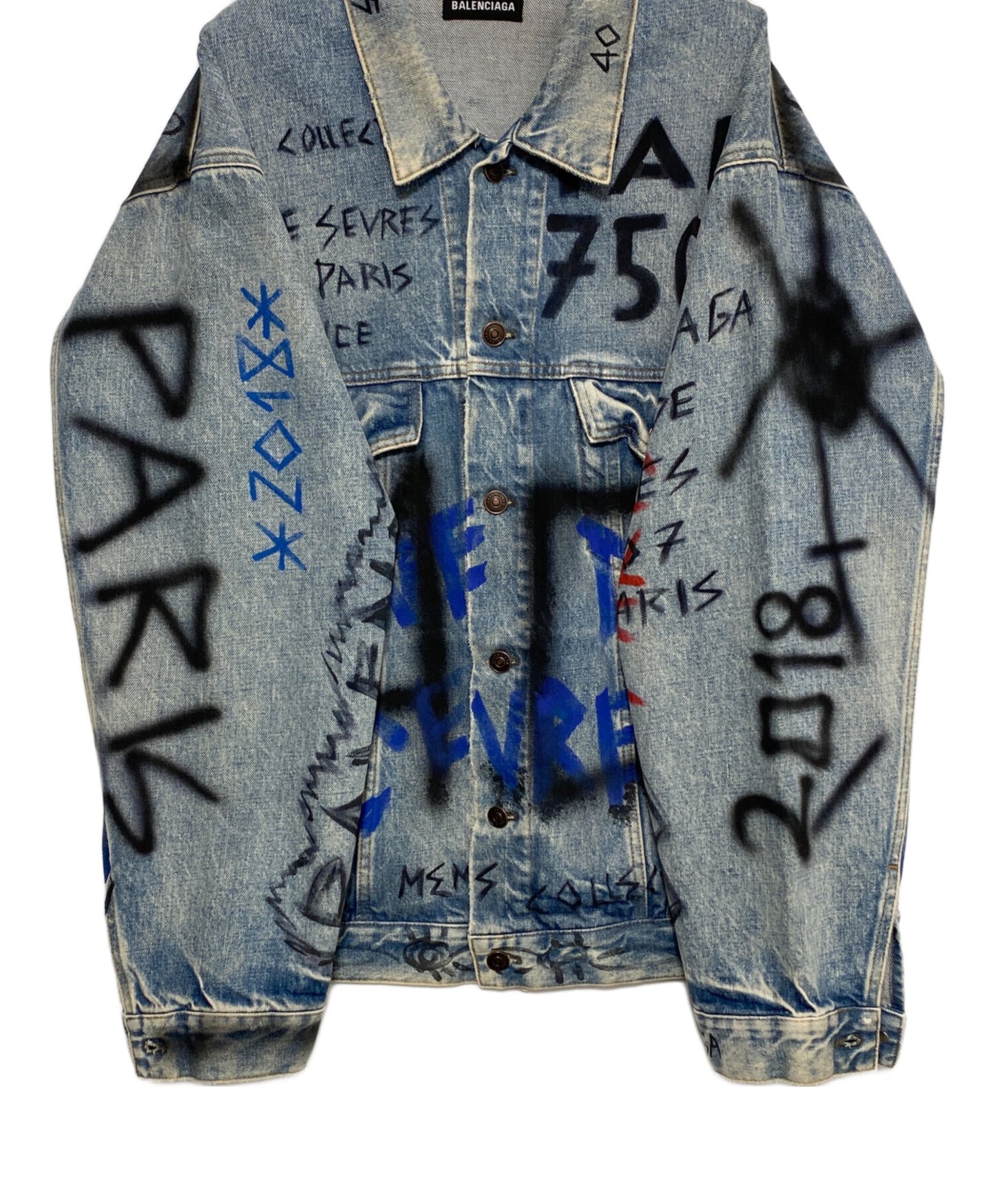 [Pre-owned] BALENCIAGA GRAPHIC DENIM JACKET 534556 TBP33