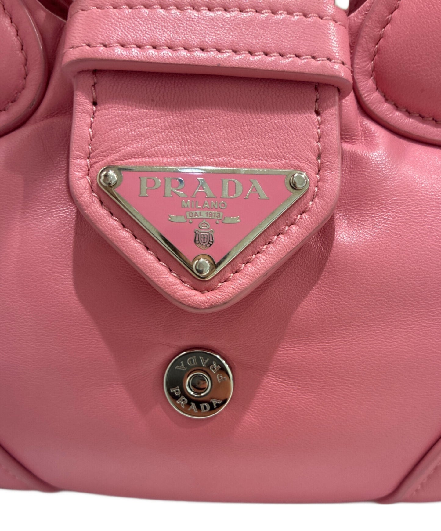 [Pre-owned] PRADA Saffiano Triangle Moon Padded Shoulder Bag / Handbag / Shoulder Bag / 2-way Bag 1BA381