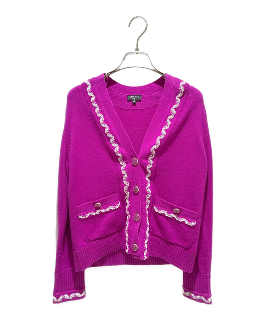 [Pre-owned] CHANEL P70 Coco Mark Button Cardigan Coco Mark Lace Trim Knit Cardigan/Knit Cardigan P70492K10061