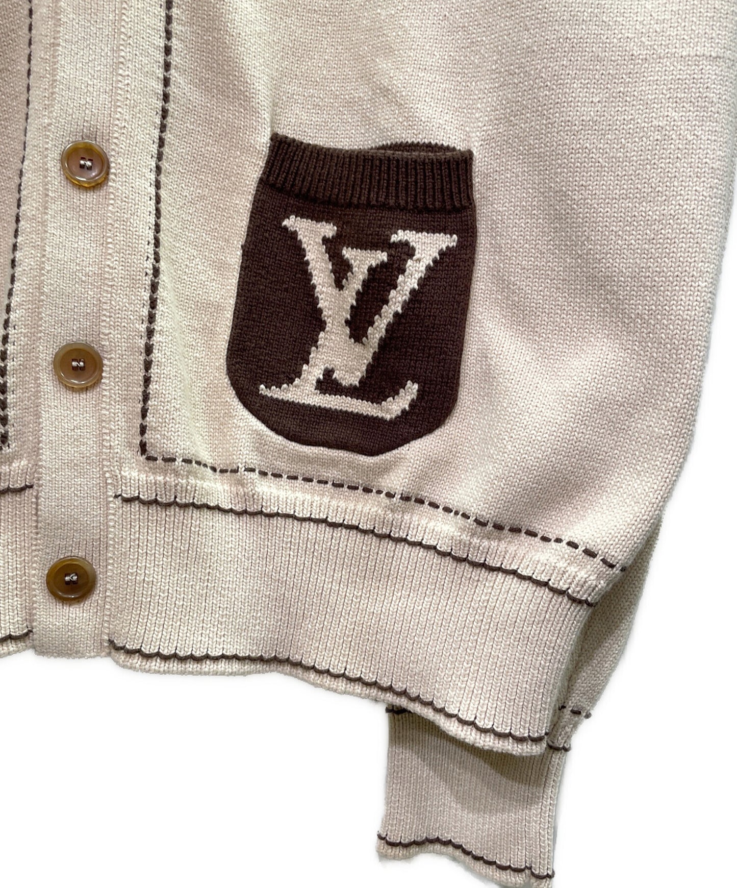 [Pre-owned] LOUIS VUITTON Signature Light LV Logo Cardigan / Cotton Cardigan / Light Outerwear / Knitwear RM242MM Y84