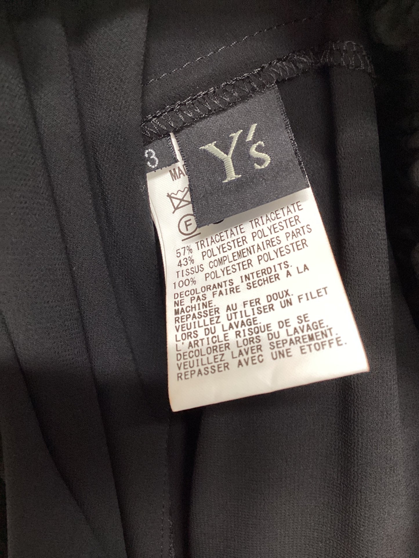 [Pre-owned] Y's TRIACETATE POLYESTER de CHINE ASYMMETRY PANTS YA-P26-500