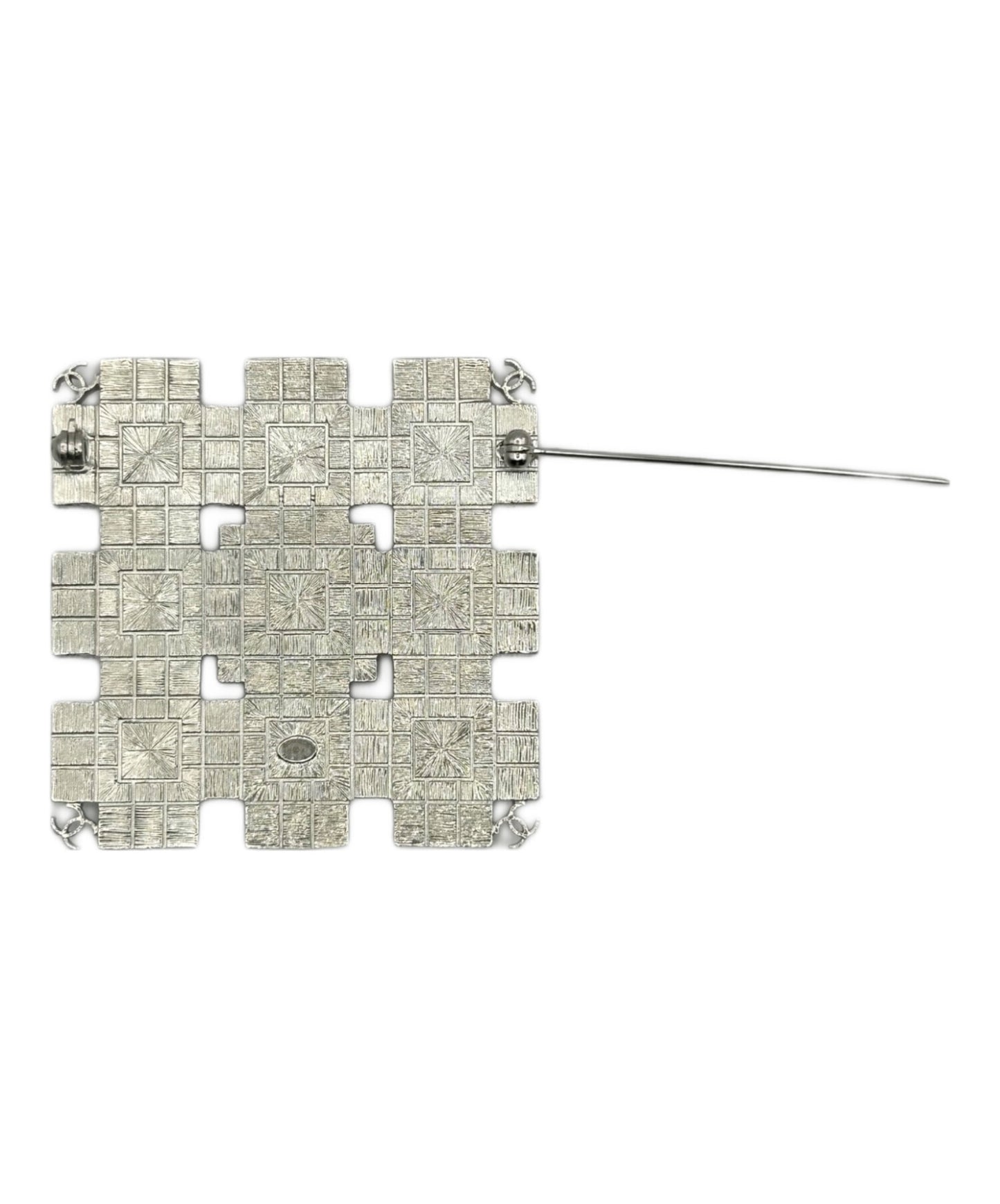 [Pre-owned] CHANEL Coco Mark Square Rhinestone Brooch