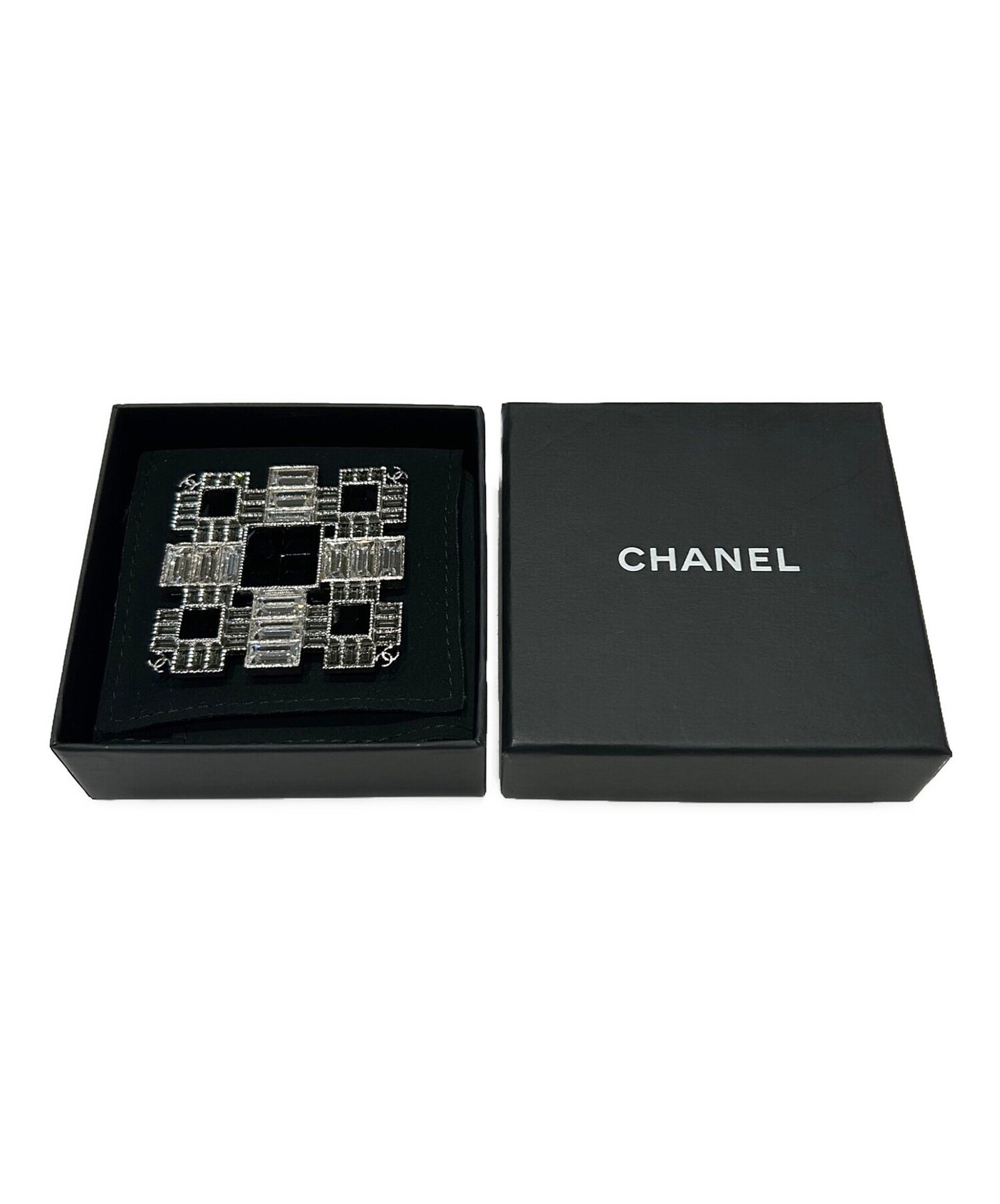 [Pre-owned] CHANEL Coco Mark Square Rhinestone Brooch