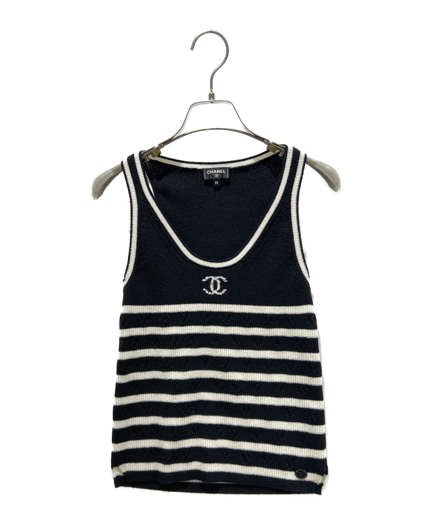 [Pre-owned] CHANEL Coco Border Ensemble Cardigan / Coco Mark / Cashmere / Cashmere Cardigan P73508K10567