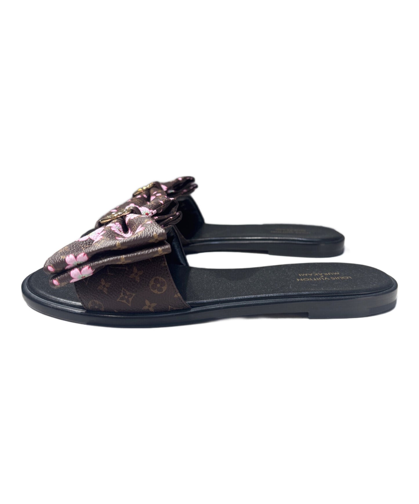 [Pre-owned] LOUIS VUITTON Louis Vuitton x Takashi Murakami Lily Flat Mule Cherry Blossom Sakura Brown / Lily Flat Mule / Flat Sandals 1AGVY6