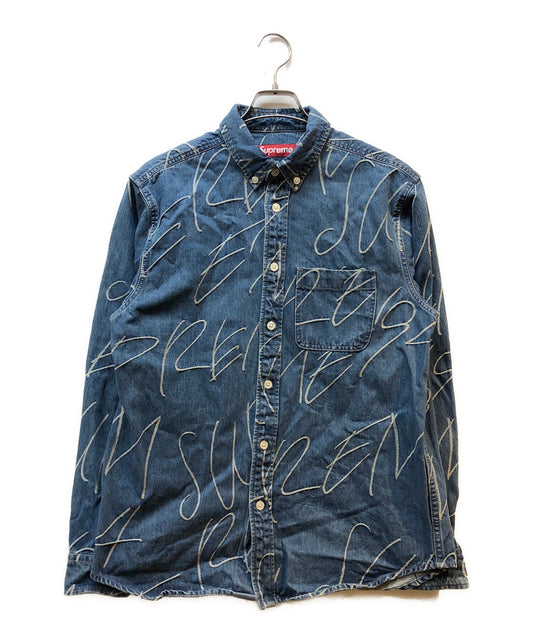 [Pre-owned] SUPREME Handwriting Jacquard Denim Shirt
