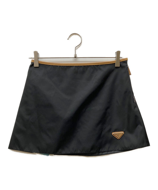[Pre-owned] PRADA RE-NYLON leather trim mini skirt 21H969