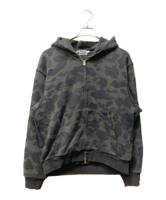 [Pre-owned] A BATHING APE 1st Camo Heavy Wash Cropped Fit Zip Hoodie 001zpl301308m