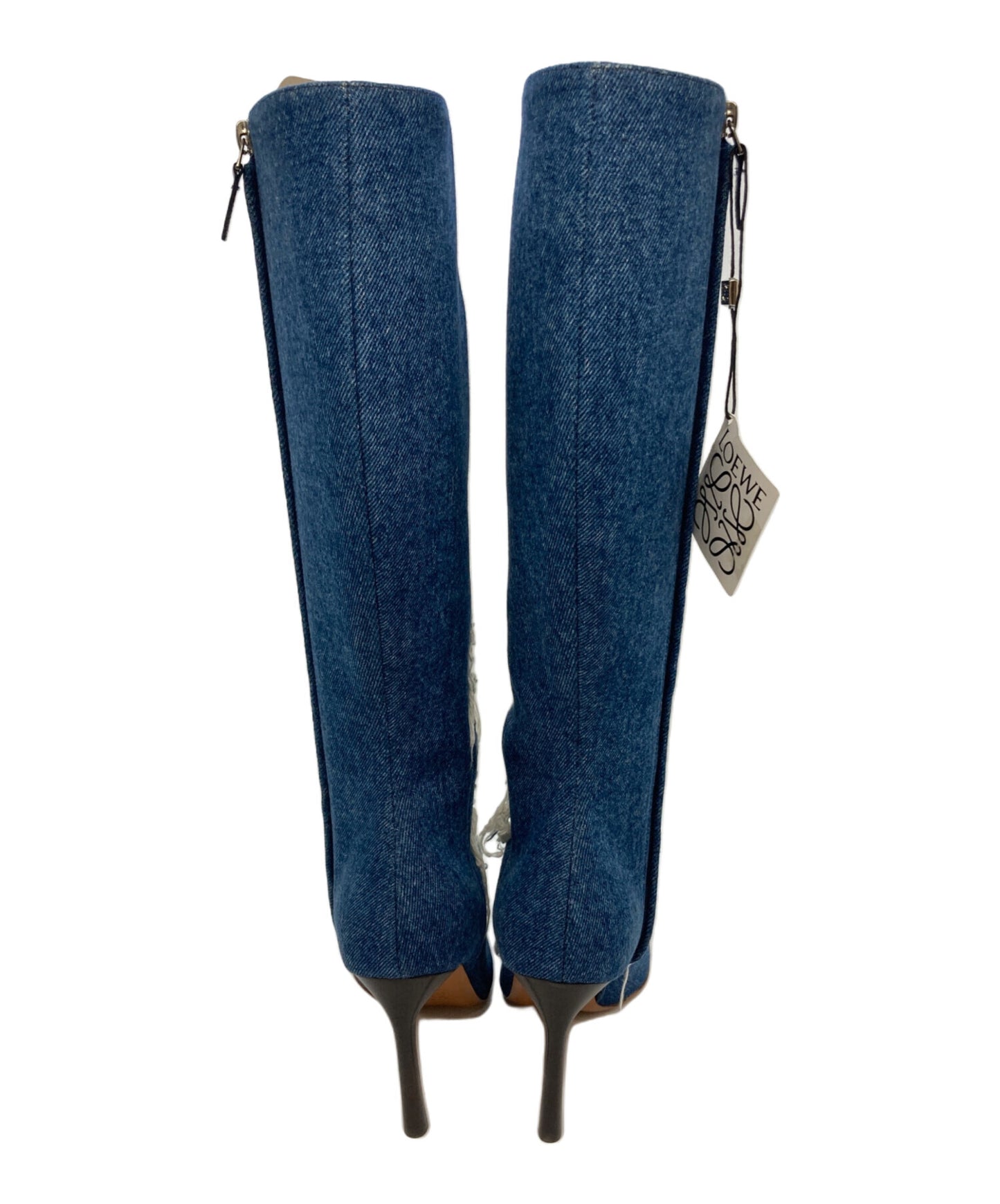 [Pre-owned] LOEWE Ripped denim long boots L815285X36