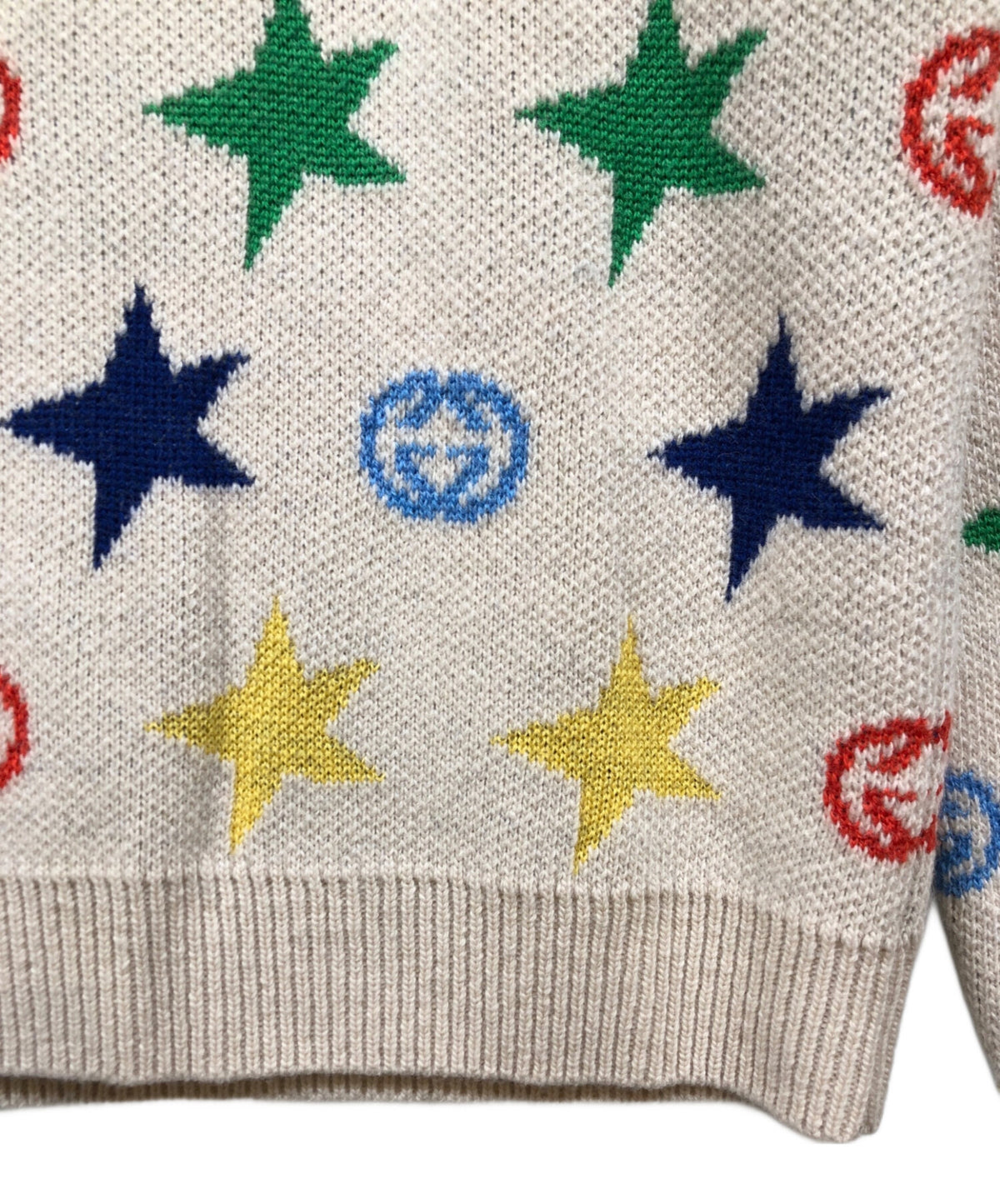 [Pre-owned] GUCCI Star Full Print Round Neck Wool Sweater 661835 XKBXY