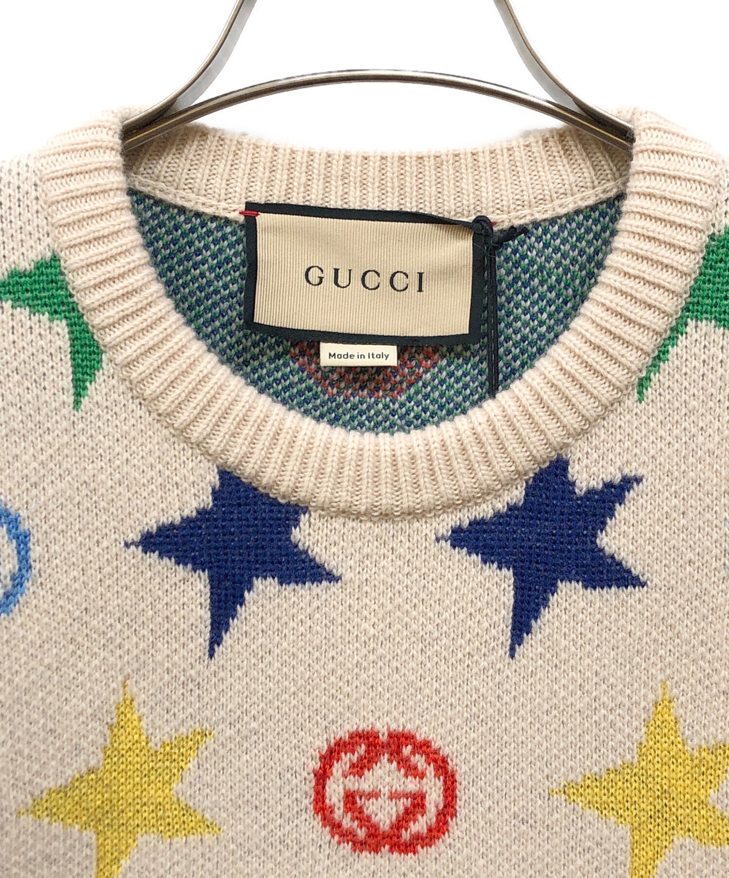[Pre-owned] GUCCI Star Full Print Round Neck Wool Sweater 661835 XKBXY