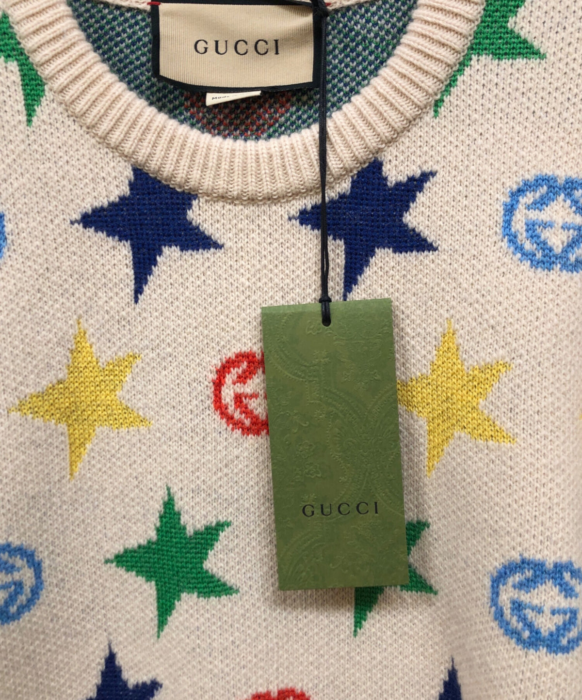 [Pre-owned] GUCCI Star Full Print Round Neck Wool Sweater 661835 XKBXY