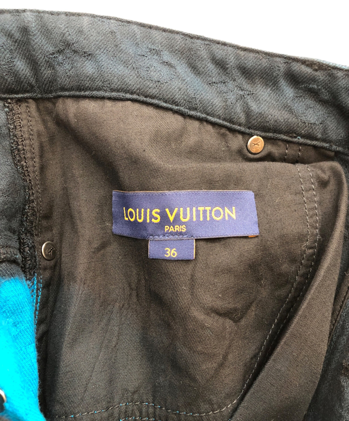 [Pre-owned] LOUIS VUITTON Monogram Jacquard Rainbow Baggy Denim Pants RM221 LIT HMD73W