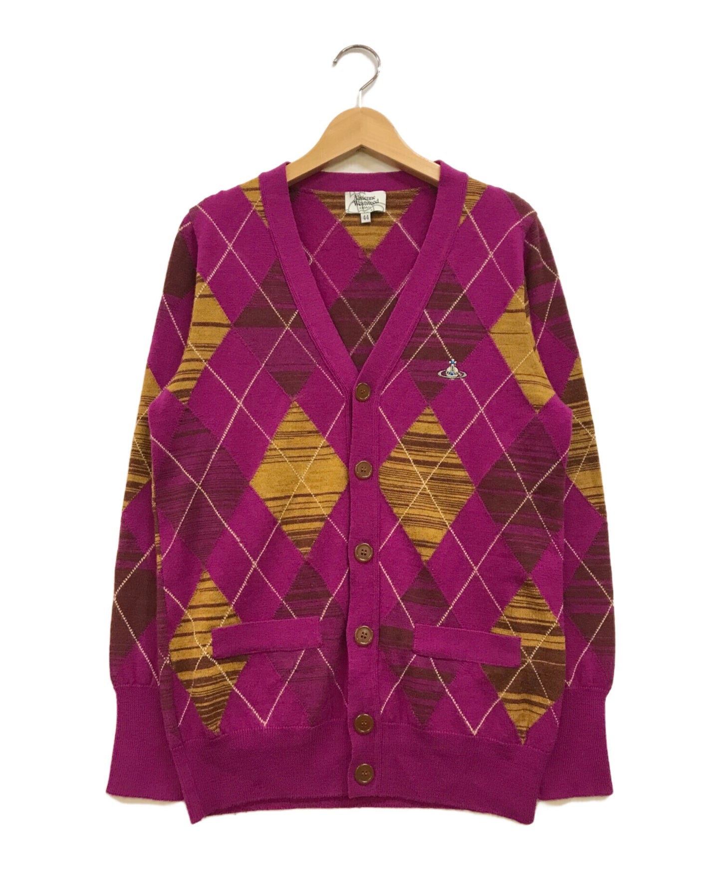 [Pre-owned] Vivienne Westwood man Orb One Point Argyle Knit Cardigan VW-S1-80567