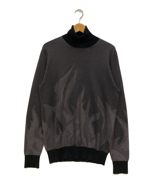 [Pre-owned] HERMES Silk blend fire motif turtleneck knit