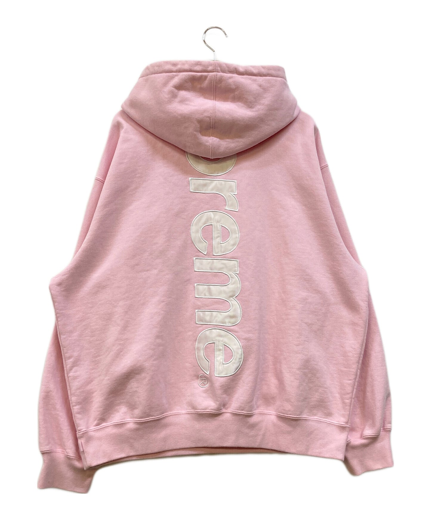 [Pre-owned] SUPREME Satin Applique Hooded Sweatshirt "Light Pink" Hoodie Parka