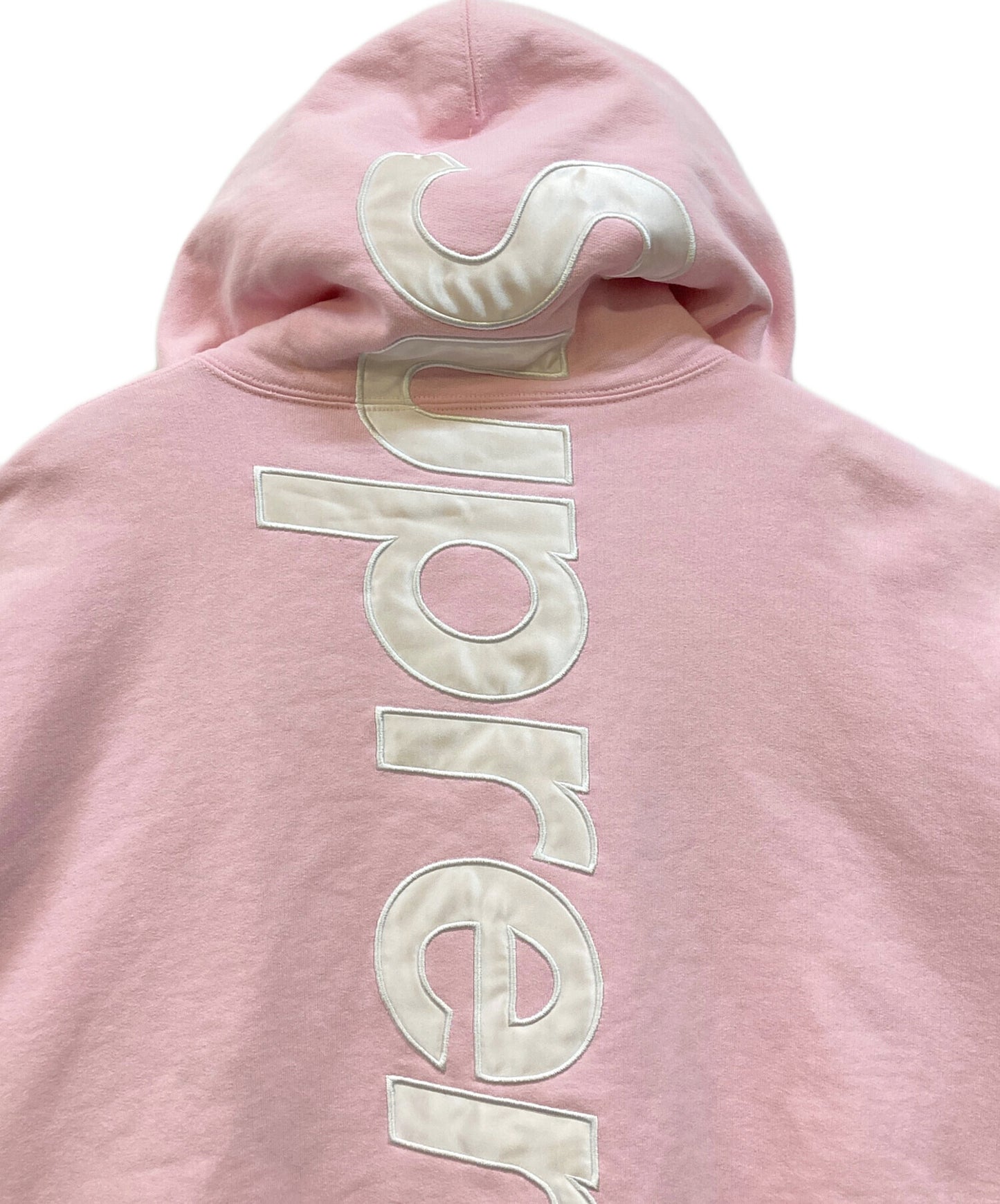[Pre-owned] SUPREME Satin Applique Hooded Sweatshirt "Light Pink" Hoodie Parka
