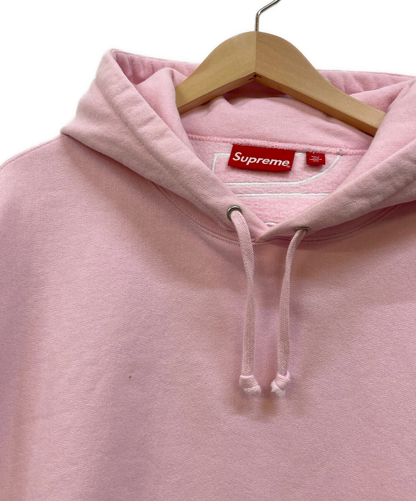 [Pre-owned] SUPREME Satin Applique Hooded Sweatshirt "Light Pink" Hoodie Parka