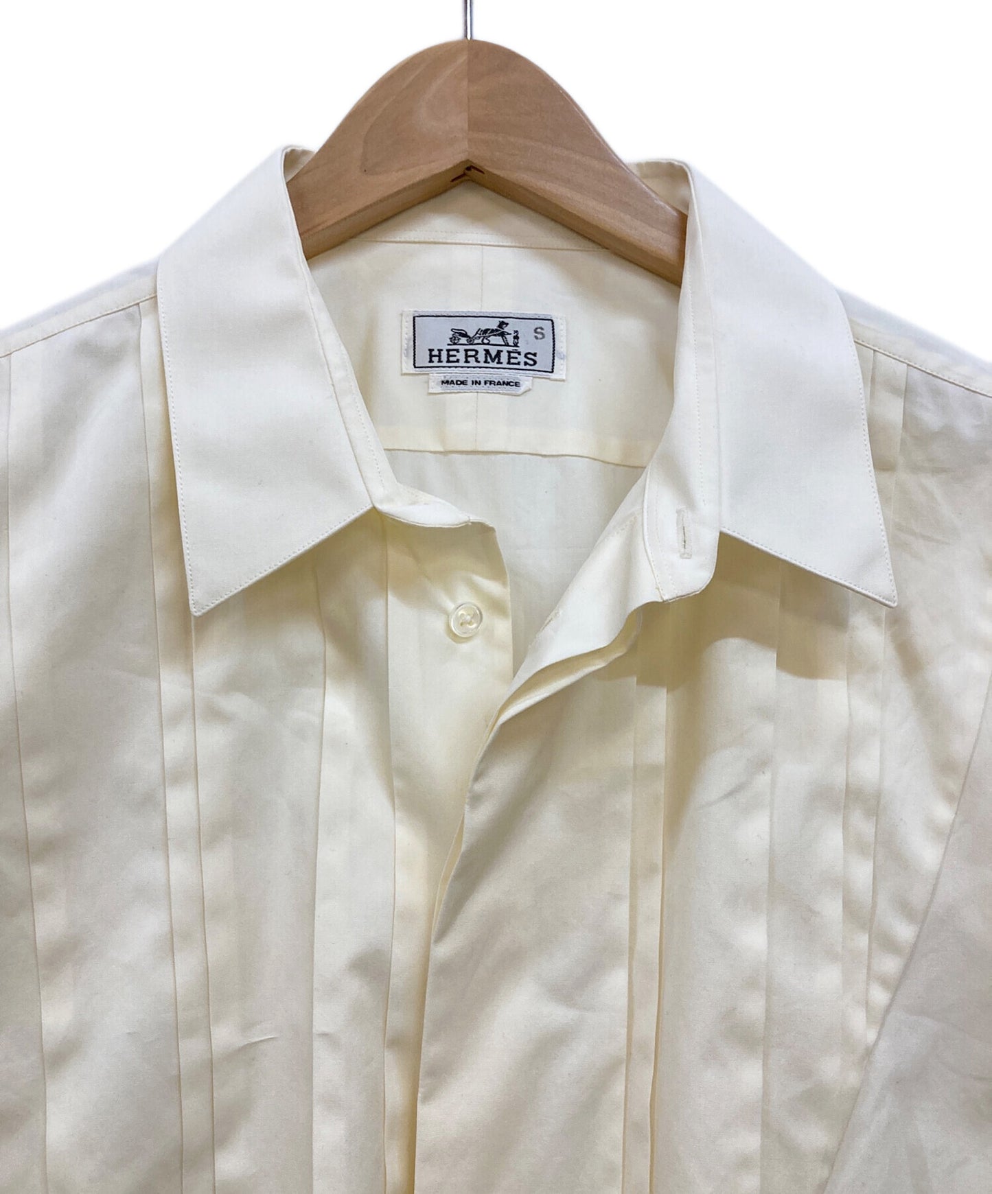 [Pre-owned] HERMES Sleeve serie button pintuck design shirt