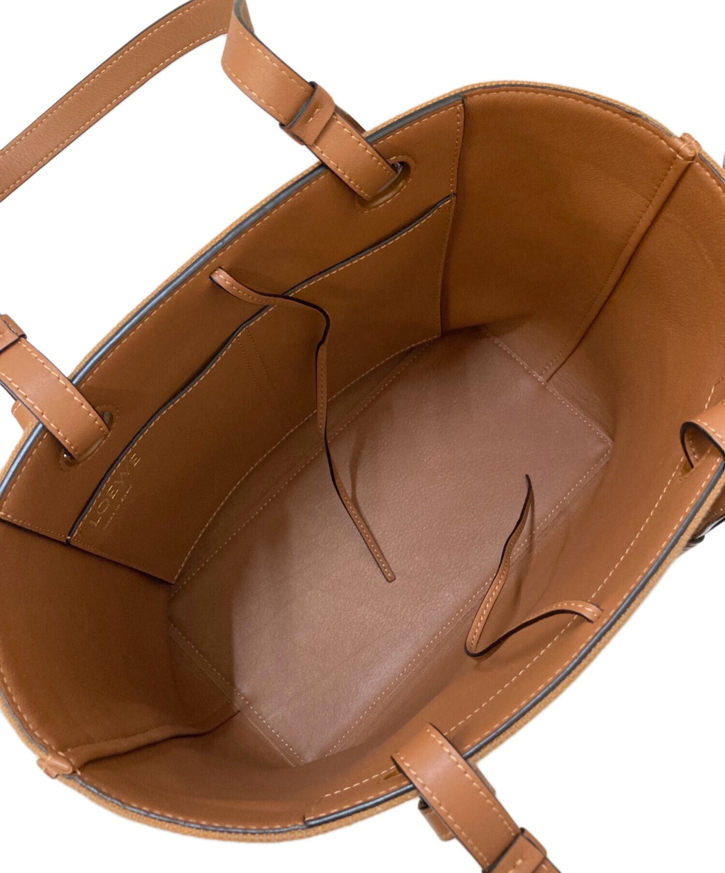 [Pre-owned] LOEWE Jacquard and leather ANAGRAM TOTE SMALL Anagram small tote bag A717S72X06