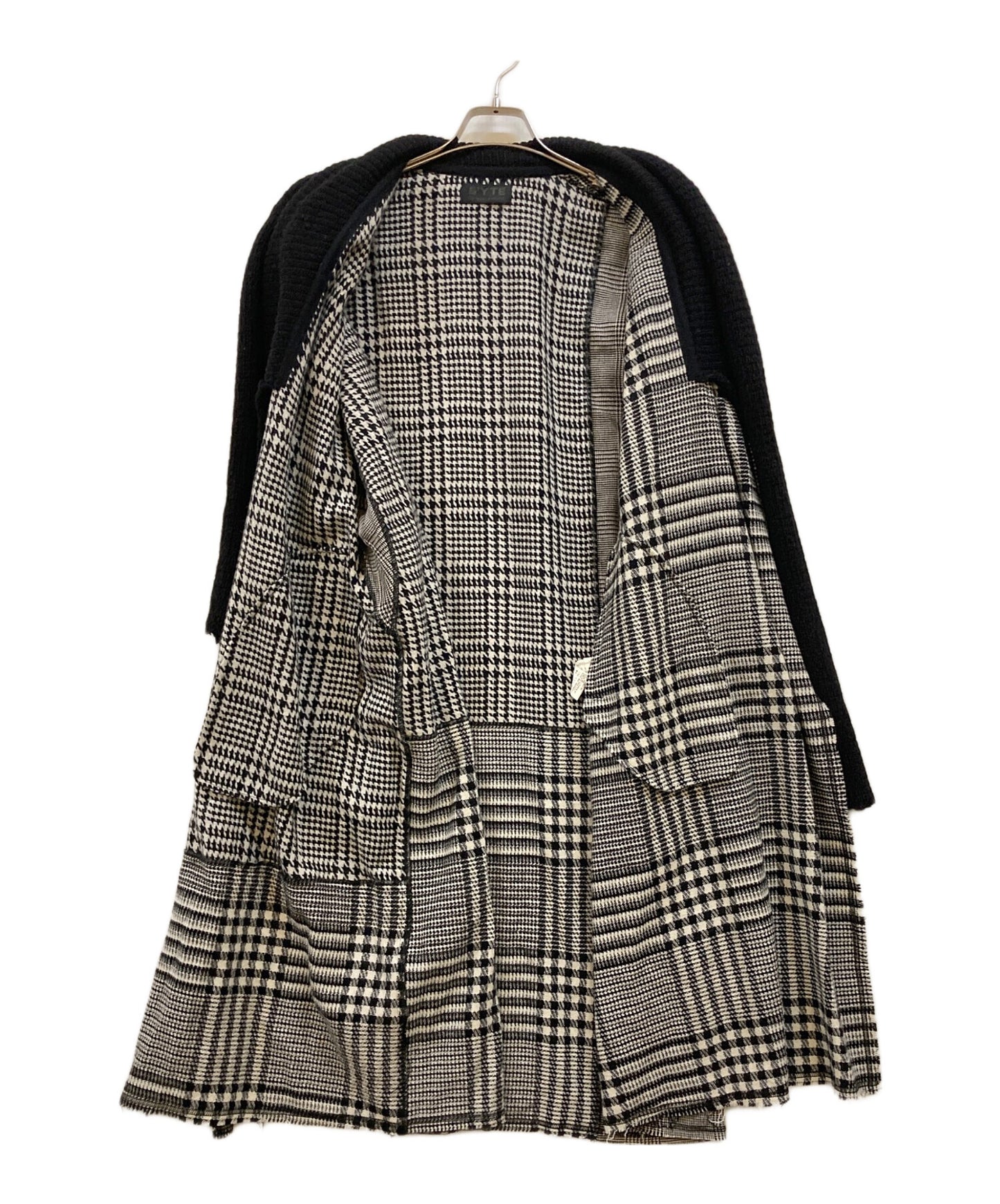 [Pre-owned] s'yte Knitted Collar Houndstooth Coat UM-C51-808