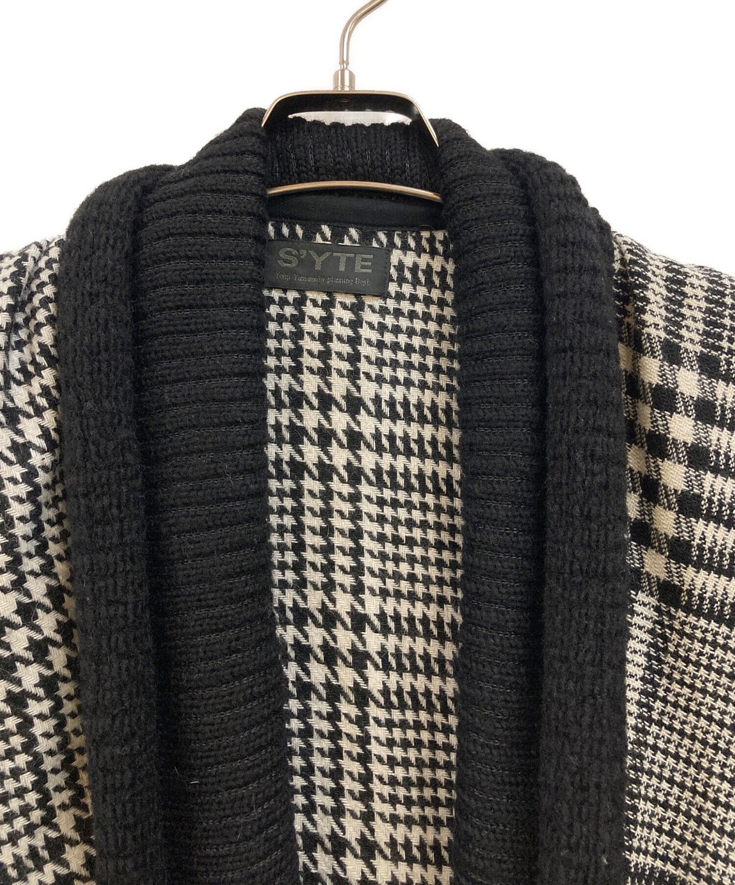 [Pre-owned] s'yte Knitted Collar Houndstooth Coat UM-C51-808