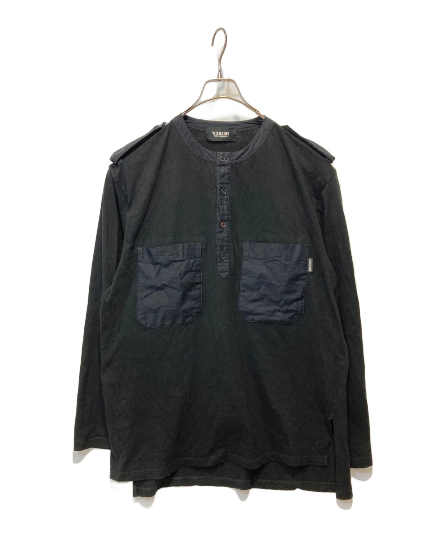 [Pre-owned] WILD SIDE YOHJI YAMAMOTO Cotton Jersey Shoulder Strap Henley Neck Long Sleeve T-shirt WE-T12-002