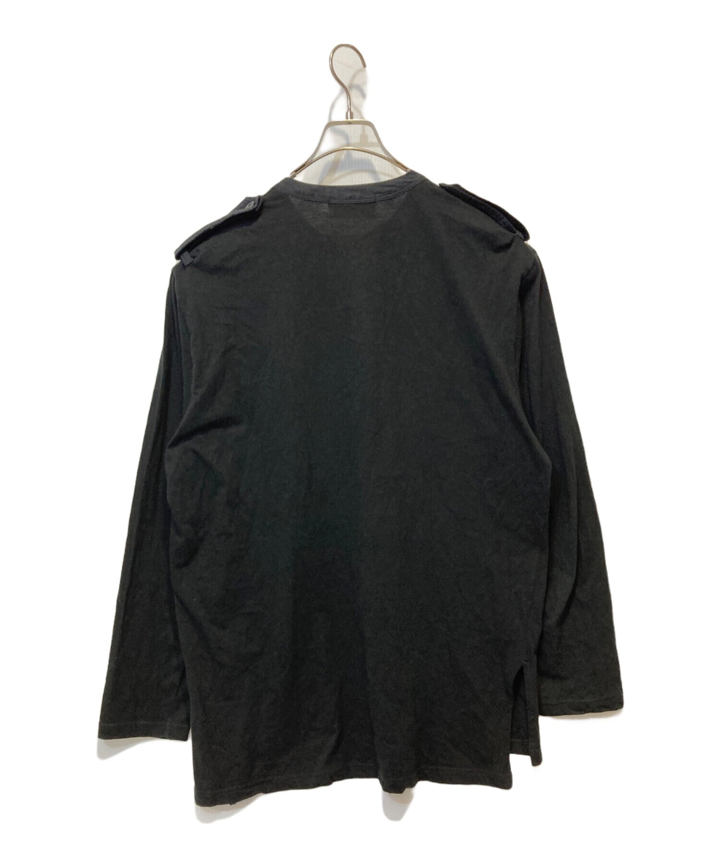 [Pre-owned] WILD SIDE YOHJI YAMAMOTO Cotton Jersey Shoulder Strap Henley Neck Long Sleeve T-shirt WE-T12-002