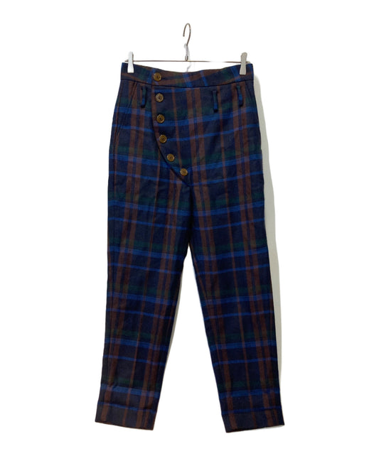 [Pre-owned] Vivienne Westwood man Asymmetrical Front Tartan Check Wool Pants VW-W1-71886