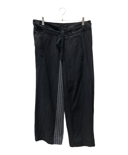 [Pre-owned] s'yte LI/RY EASY CLOTH + STRIPED RIPPLE FABRIC SWITCHED DESIGN WAIST FOLD WIDE PANTS UI-P15-807