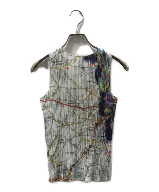 [Pre-owned] PLEATS PLEASE Map Pattern Sleeveless Cut and Sewn PP51-JK801