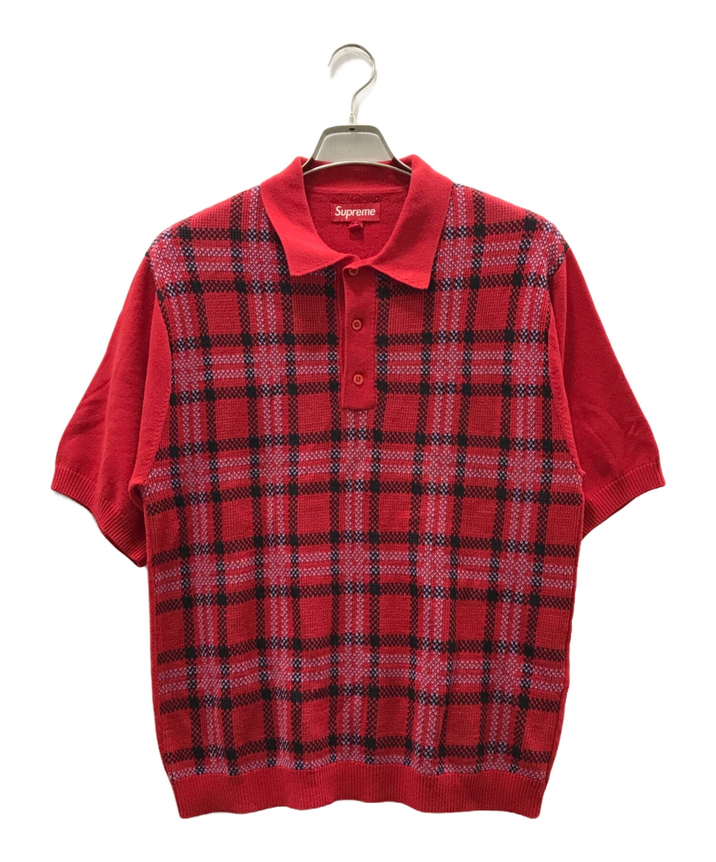 [Pre-owned] SUPREME Plaid Knit S/S Polo