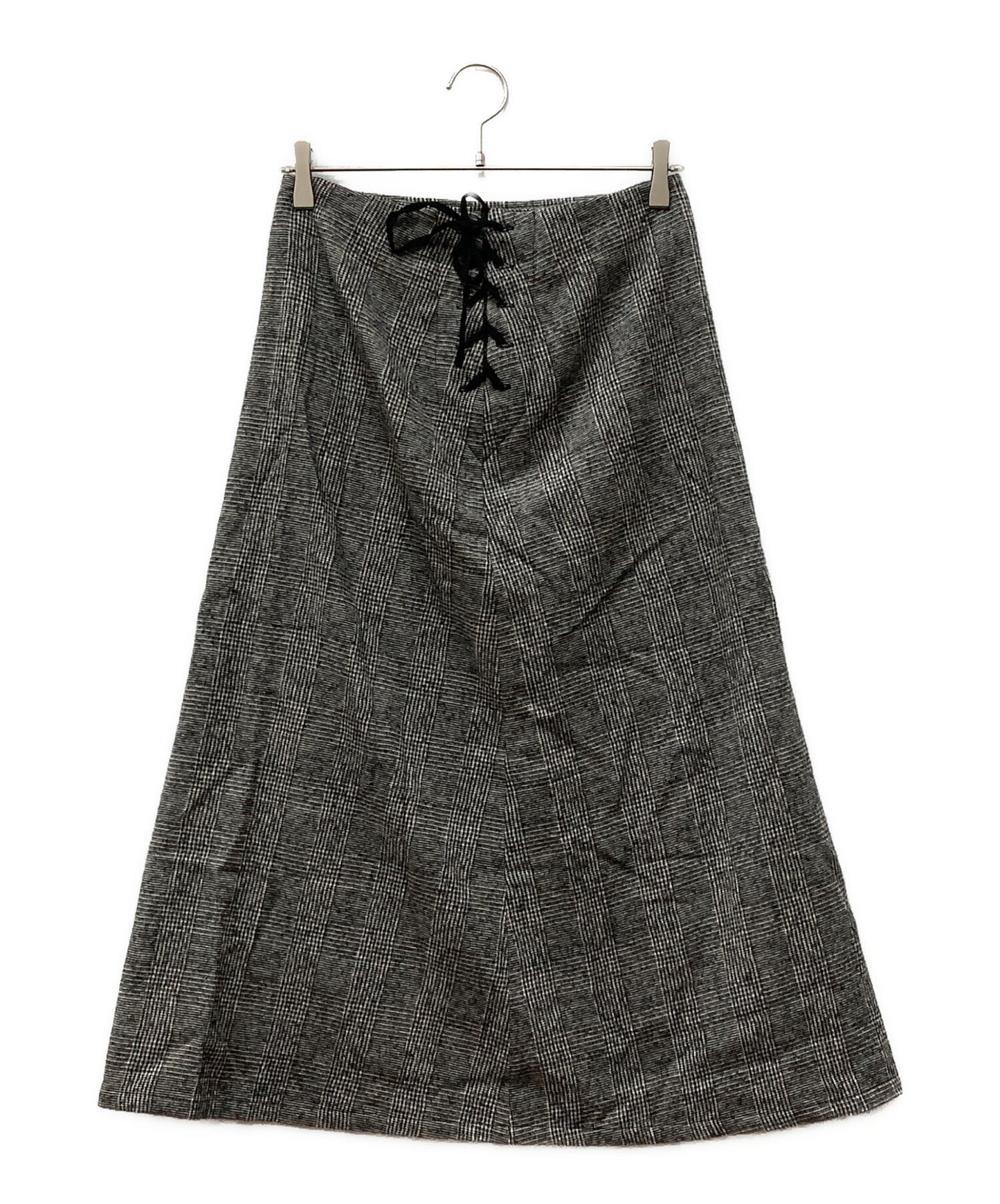 [Pre-owned] Y's Blush Wool Glen Checked Sweater Skirt YO-S14-007