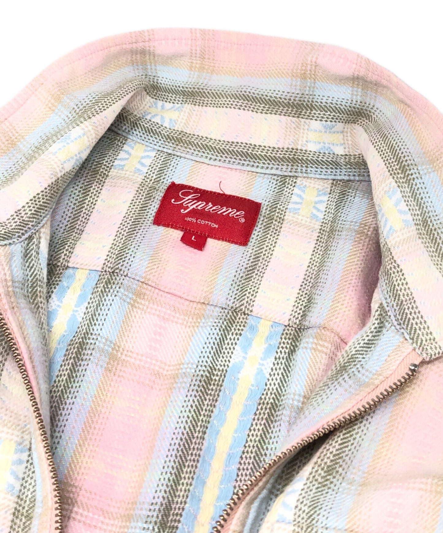 [Pre-owned] SUPREME PLAID FLANNEL ZIP UP SHIRT