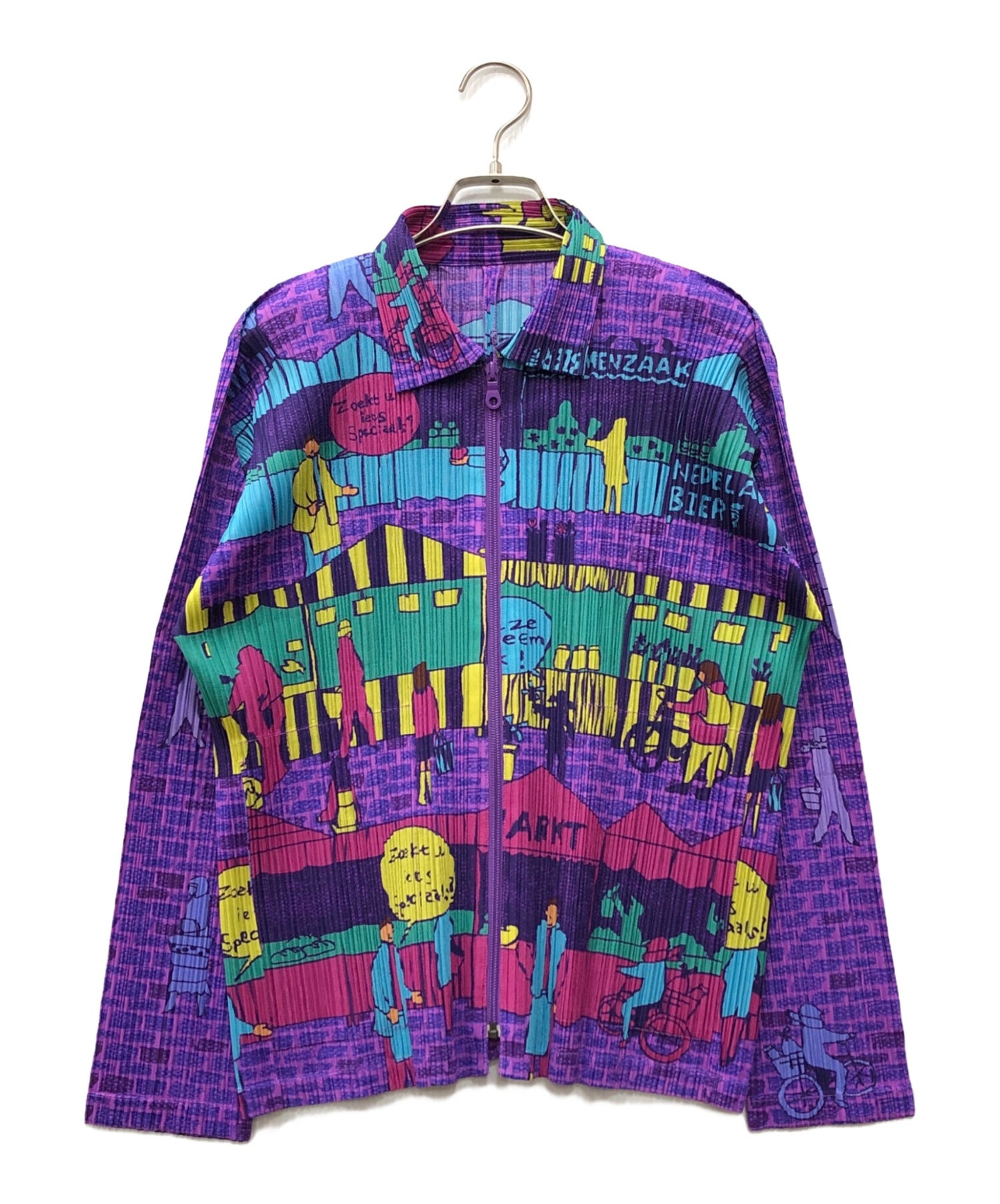 [Pre-owned] PLEATS PLEASE Pleated jacket with all over pattern pp63-jc681